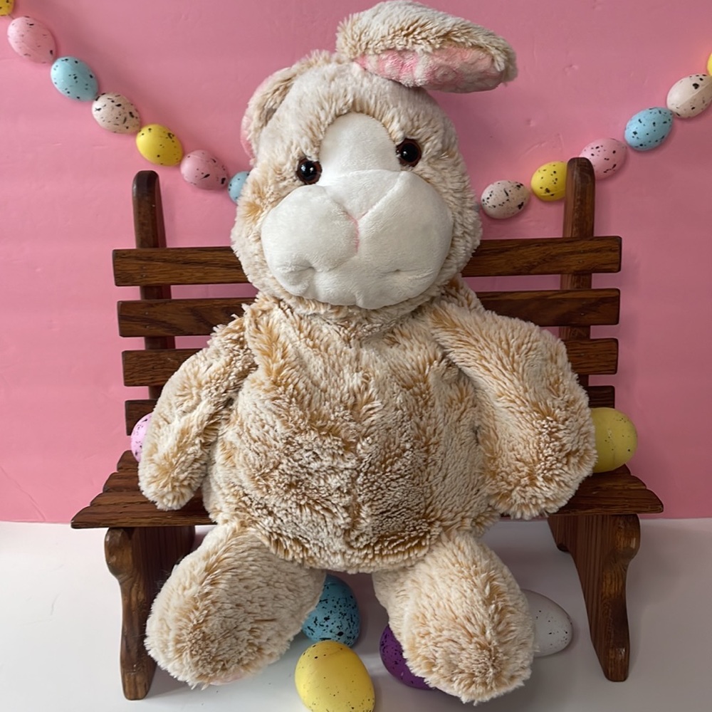 Animal Adventure pink Flower Ears feet Bunny Rabbit Plush 12” Chubby Stuffed Y2K